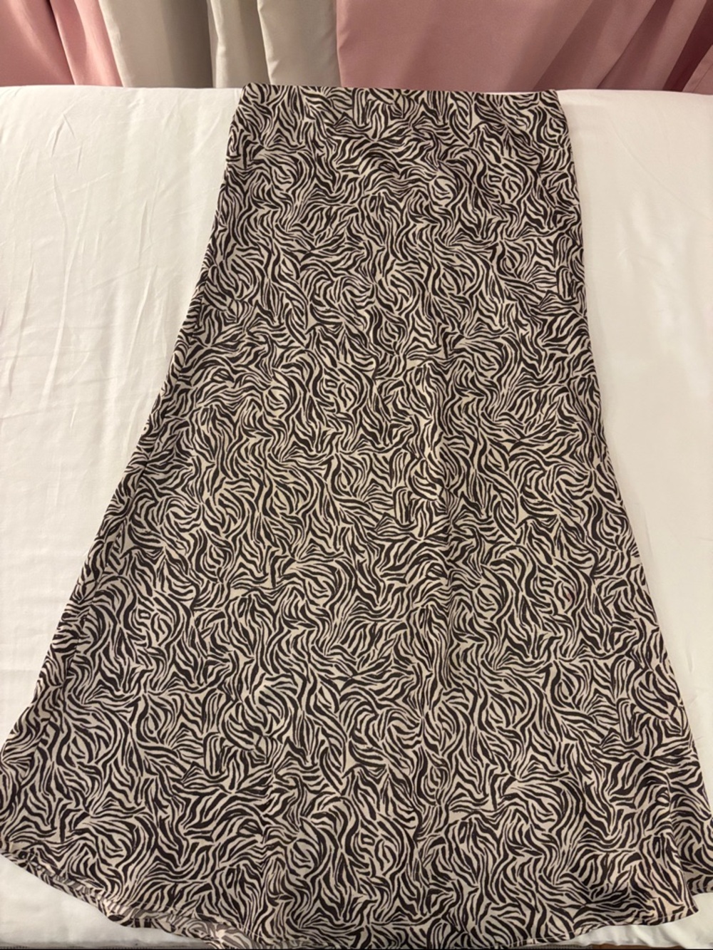 Black and Cream Zebra-Print A-Line Skirt